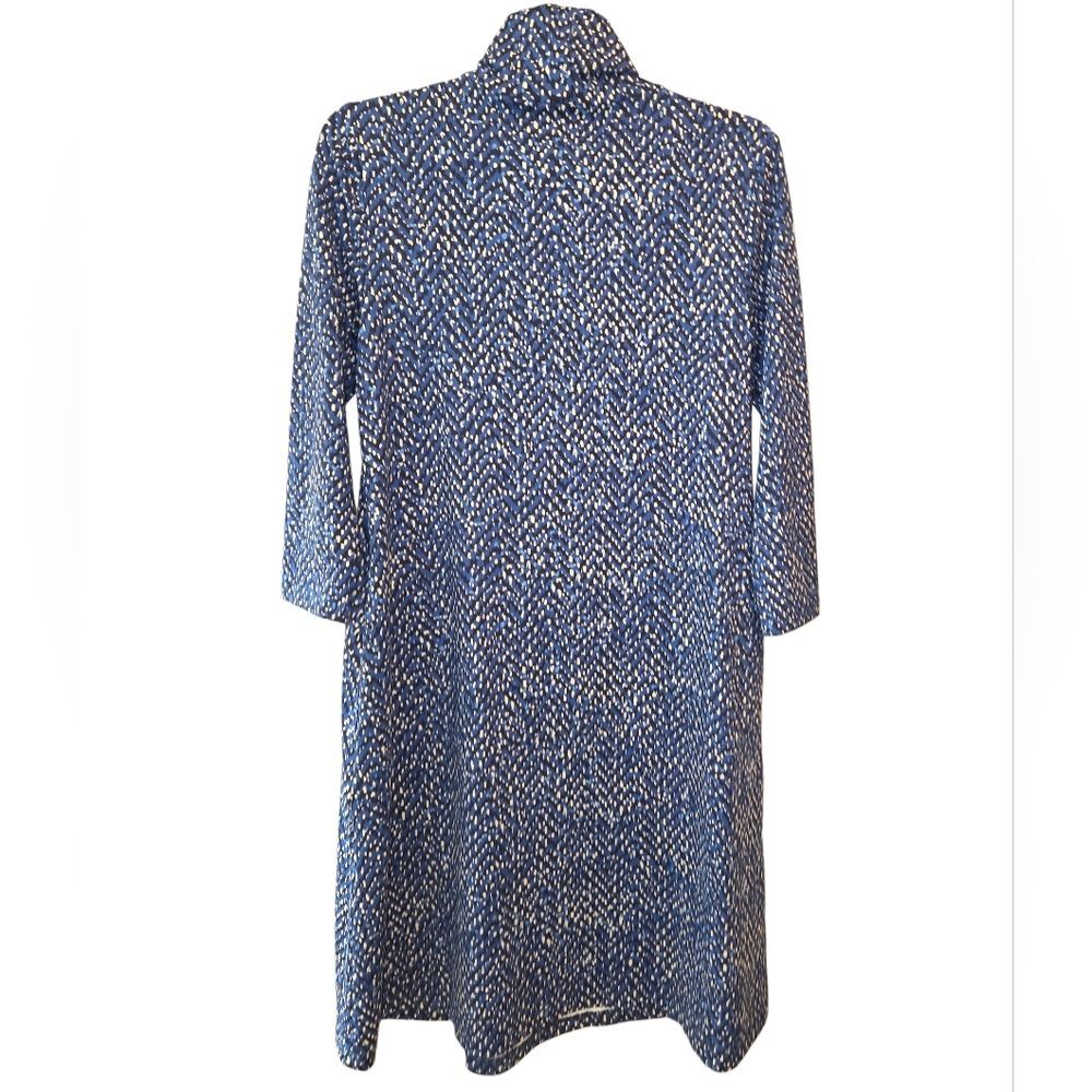 J. McLaughlin Blue Dot Mock Neck Stretchy Dress - Picture 3 of 11